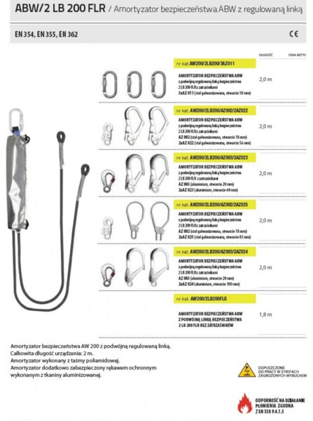 Amortyzator bezpieczeństwa ABW z linką z regulacją ABW/