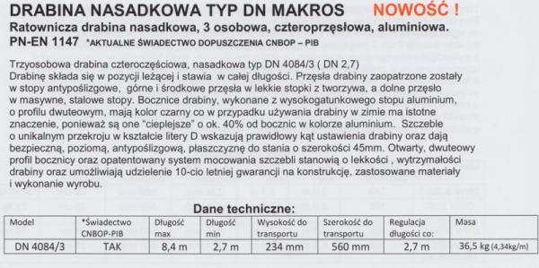 Drabina nasadkowa typ DN-4084/3 CNBOP