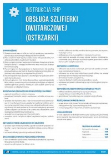 INS001 Obsługa szlifierki dwutarczowej (ostrzarki)