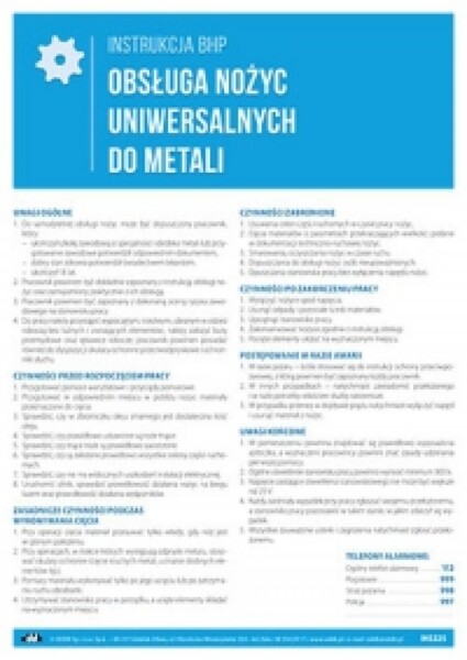 INS325 Instrukcja BHP Obsługa nożyc uniwersalnych do me