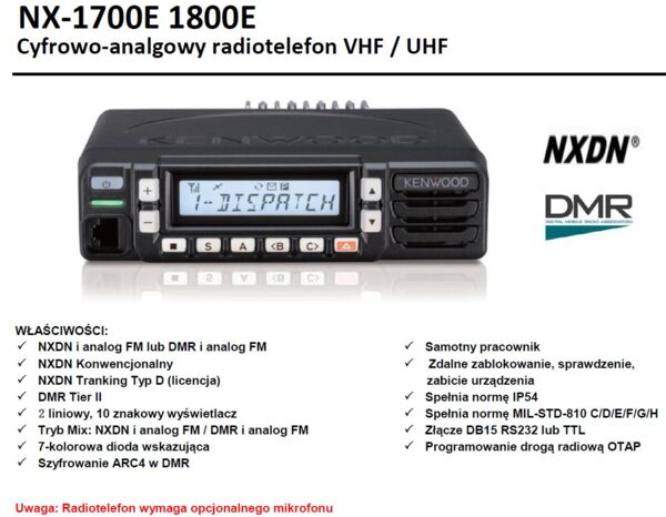 Radiotelefon cyfrowoanalogowy NX-1700E NX1800E