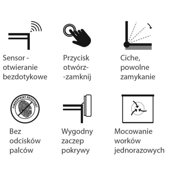 Kosz automatyczny SENSOR bezdotykowy 35 l stal matowa