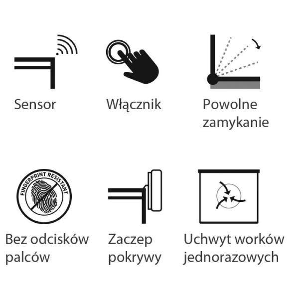 Kosz automatyczny SENSOR 12 l bezdotykowy stal matowa