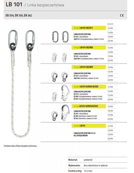 Linka bezpieczeństwa LB 101  2X ZATRZ. AZ 002