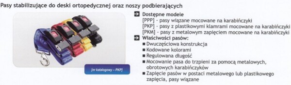 Pasy na karabińczyki PKP stabilizacyjne do deski noszy