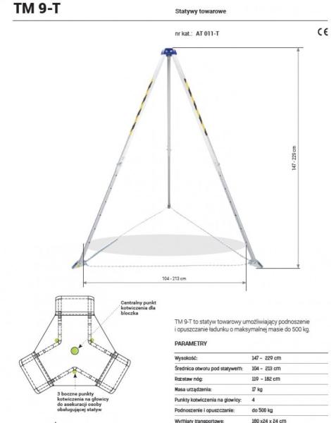 Trójnóg towarowy TM9-NT z wyciągarką RUP-502T udźwig 500